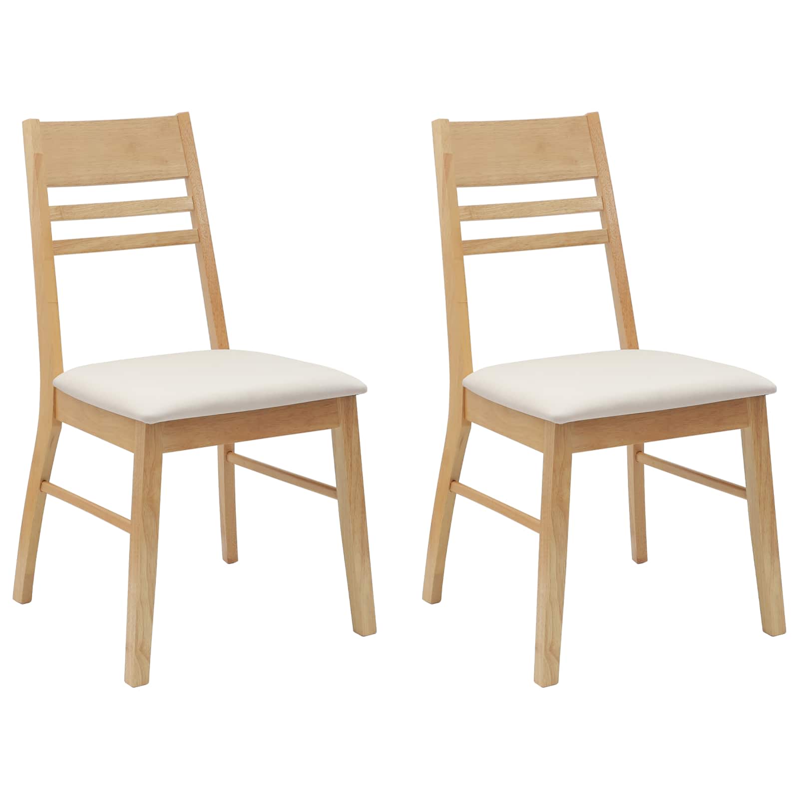 Spisestoler 2 Pcs Naturlig 43 X 54 X 89 Cm Solid Gummitre