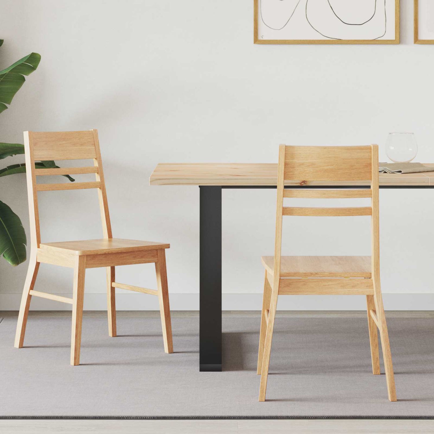 Spisestoler 2 Pcs Naturlig 43 X 54 X 89 Cm Solid Gummitre