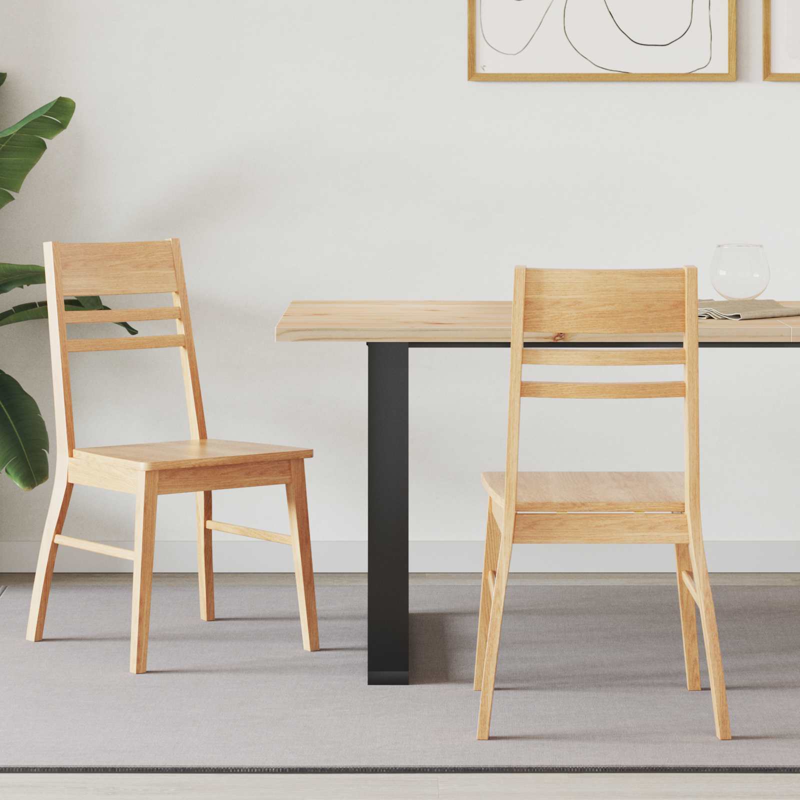 Spisestoler 2 Pcs Naturlig 43 X 54 X 89 Cm Solid Gummitre