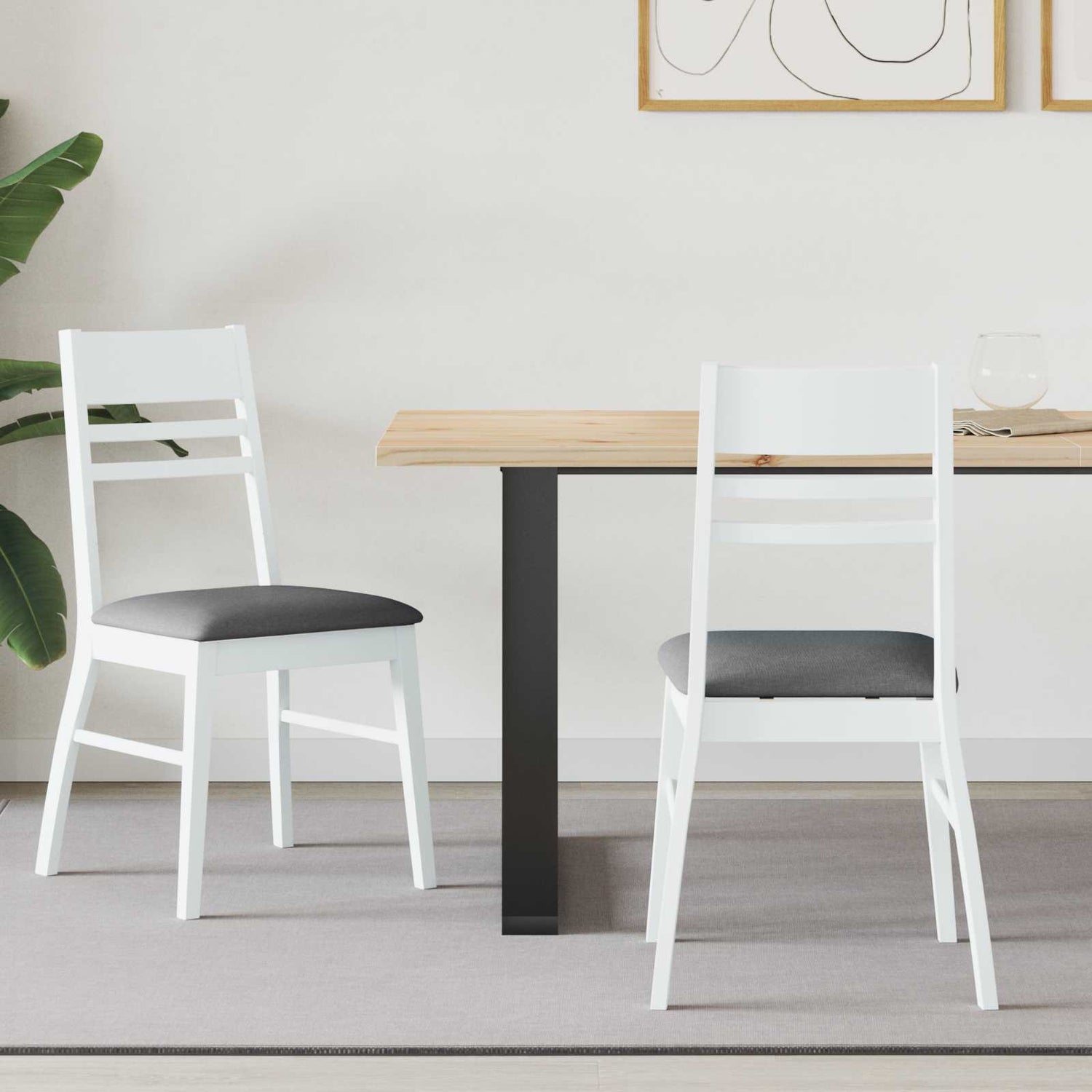 Spisestoler 2 Pcs Hvit 43 X 54 X 89 Cm Solid Gummitre
