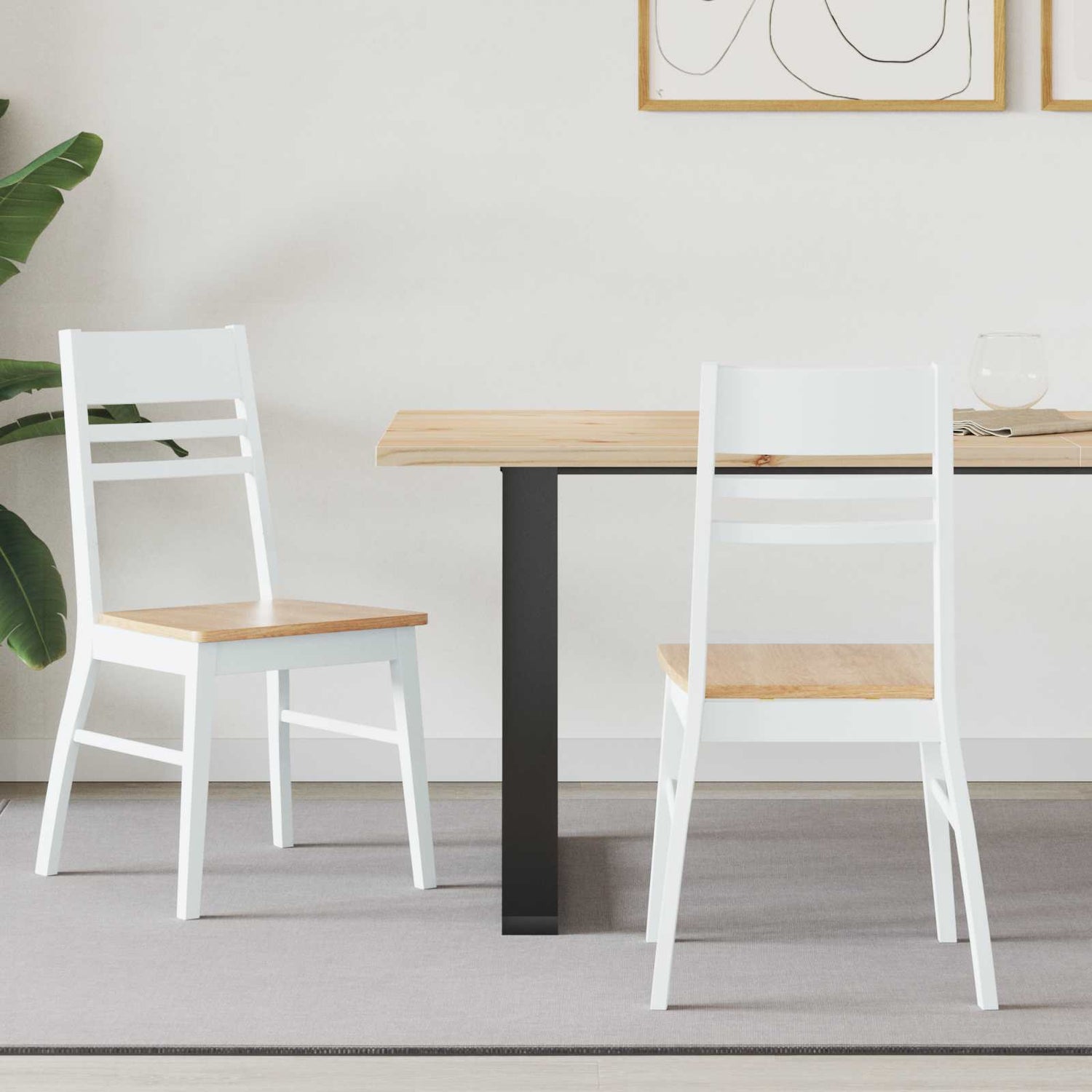 Spisestoler 2 Pcs Hvit 43 X 54 X 89 Cm Solid Gummitre