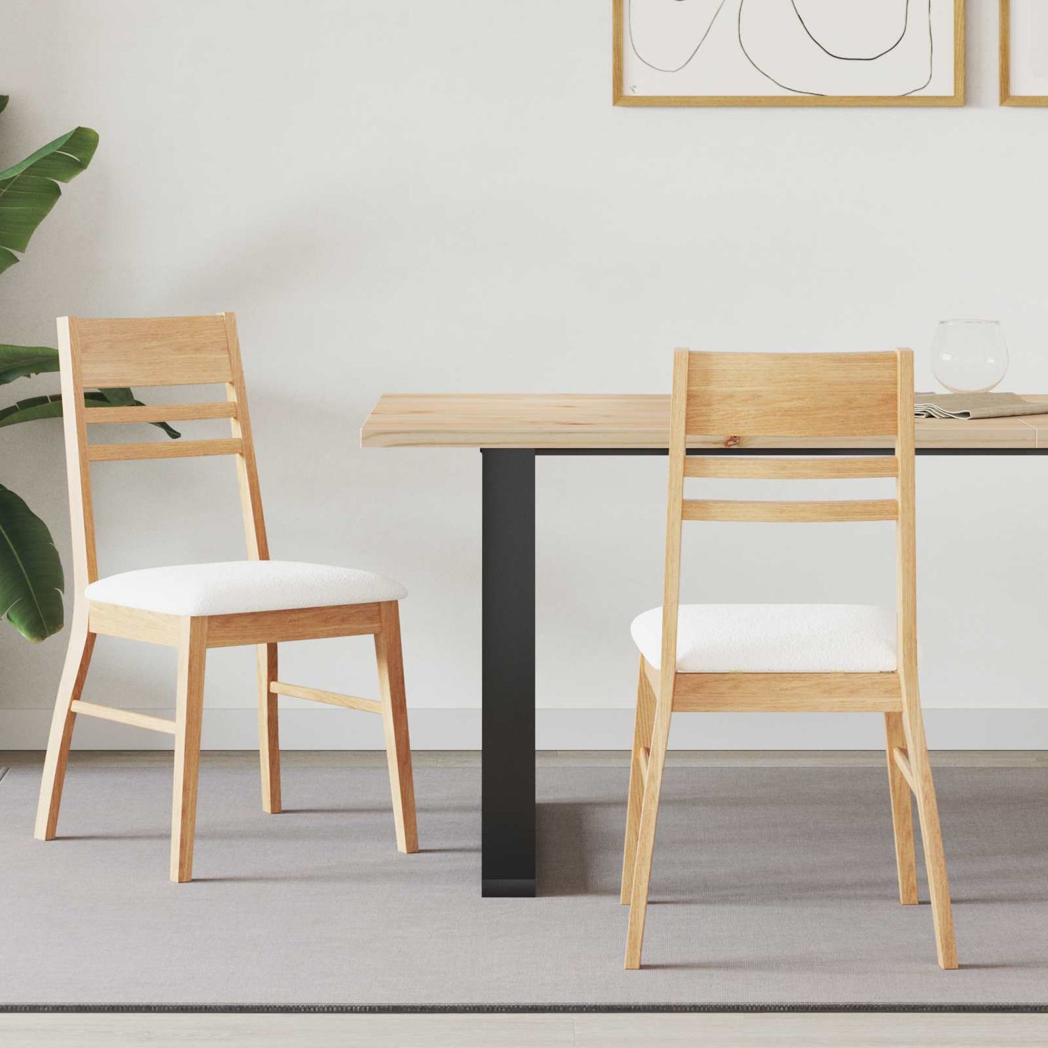 Spisestoler 2 Pcs Naturlig 43 X 54 X 89 Cm Solid Gummitre