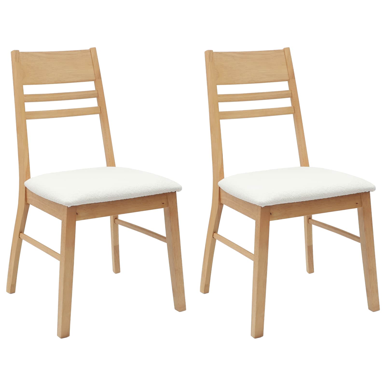 Spisestoler 2 Pcs Naturlig 43 X 54 X 89 Cm Solid Gummitre