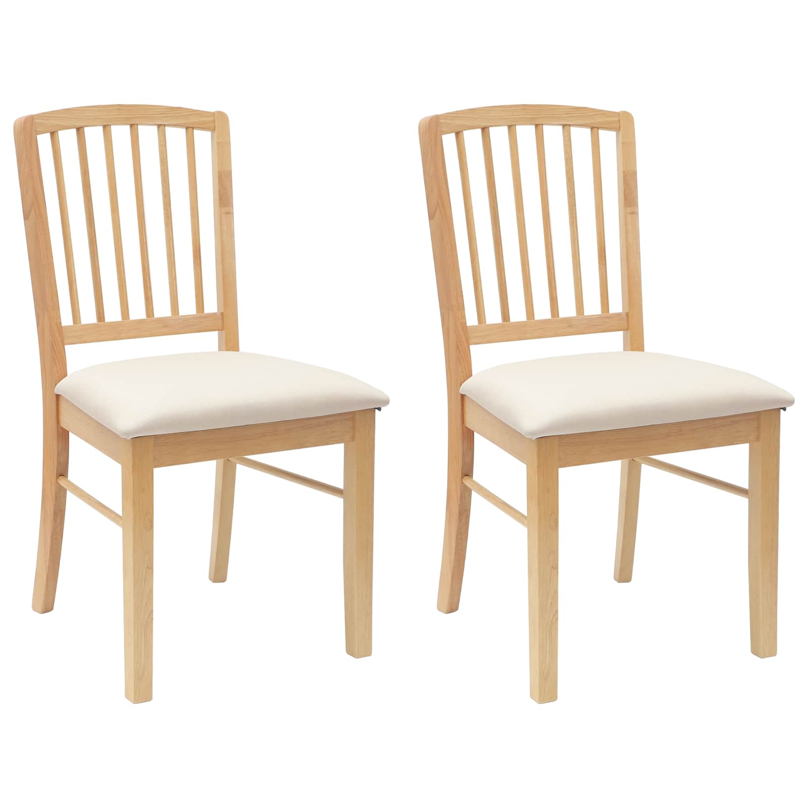 Spisestoler 2 Pcs Naturlig 50 X 52,5 X 91 Cm Solid Gummitre