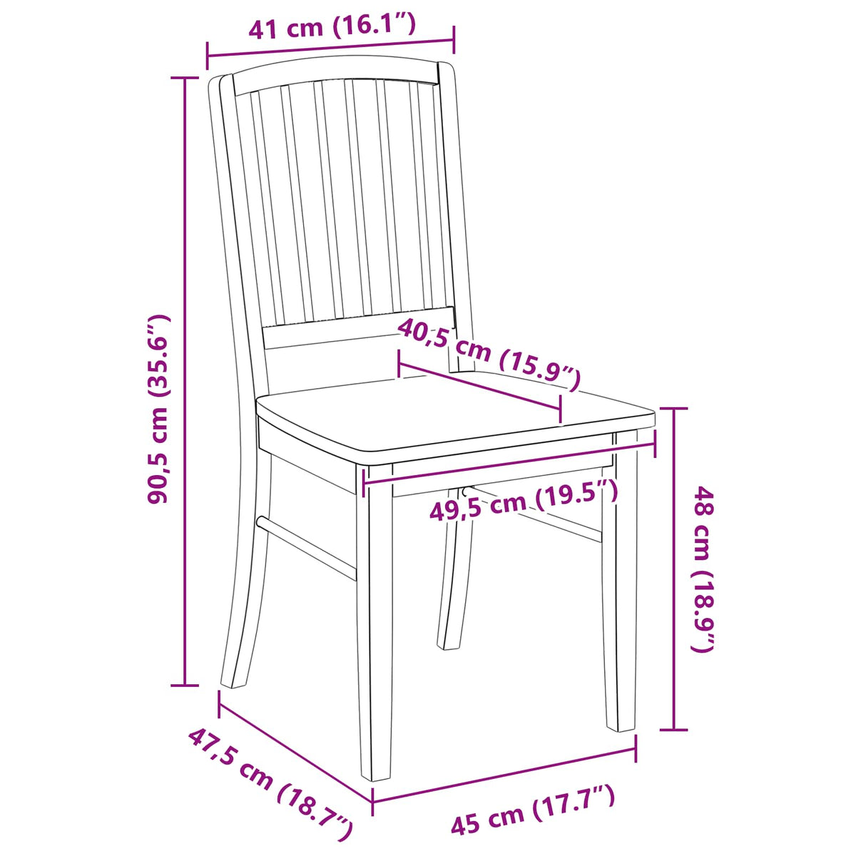 Spisestoler 2 Pcs Naturlig 50 X 52,5 X 91 Cm Solid Gummitre