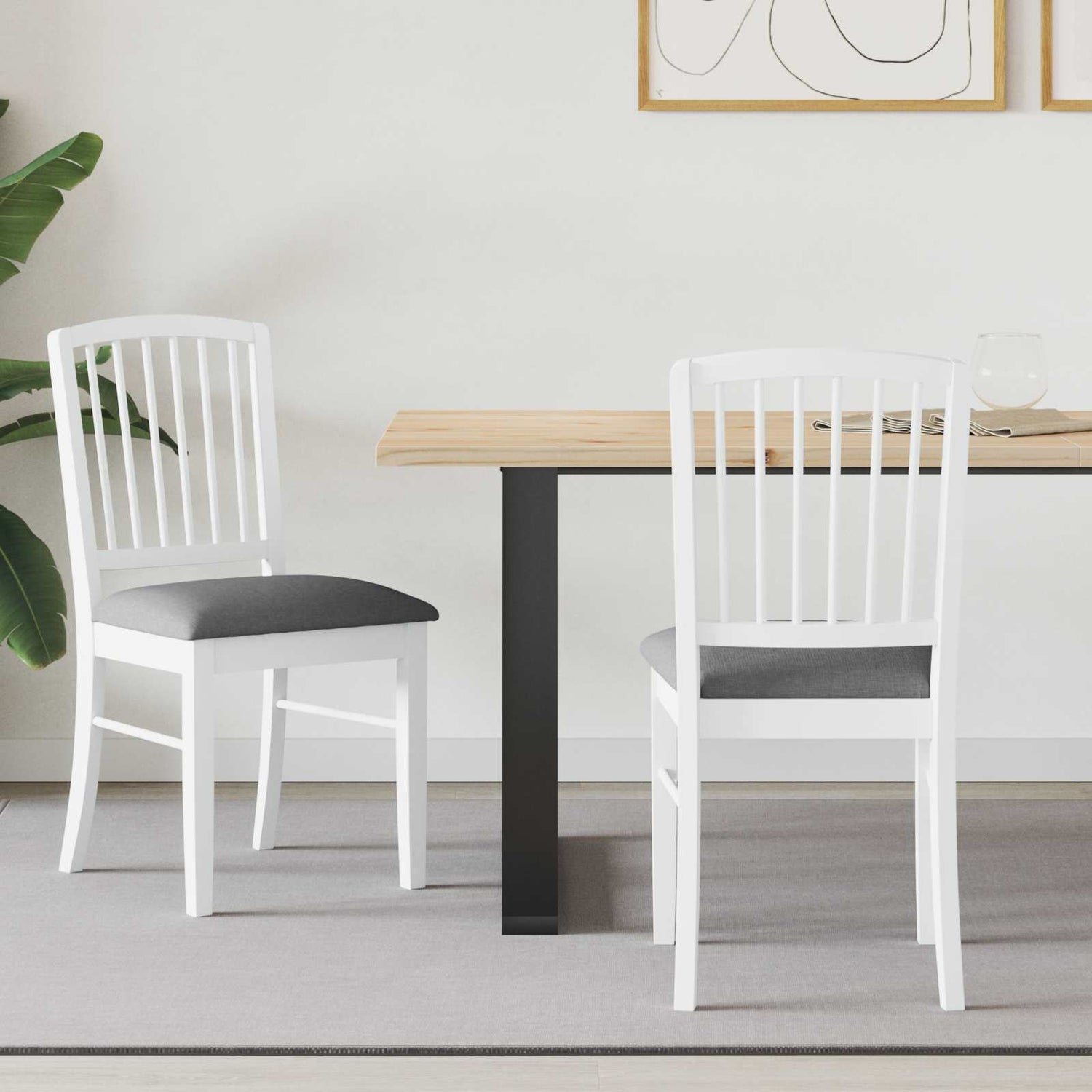 Spisestoler 2 Pcs Hvit 50 X 52,5 X 91 Cm Solid Gummitre