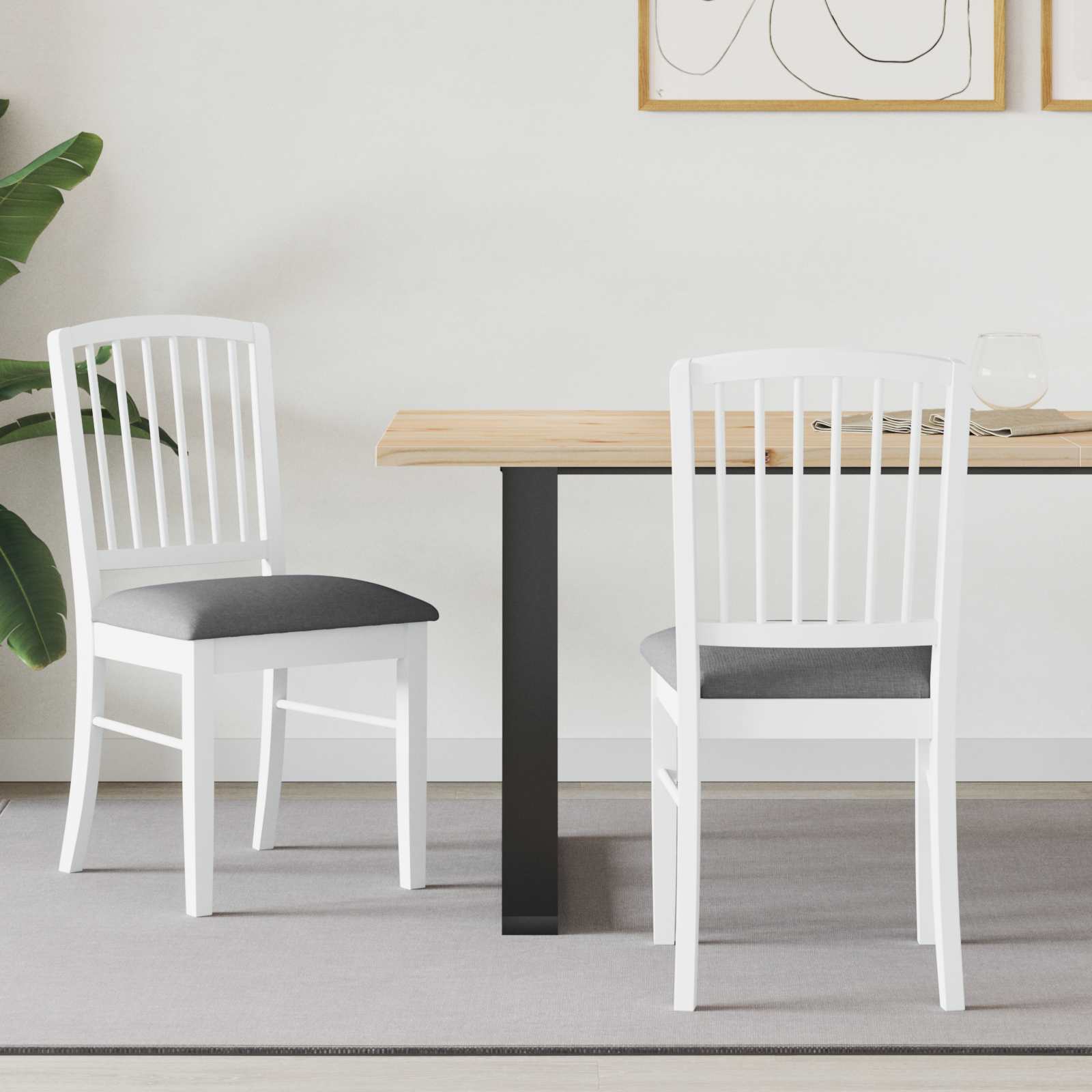 Spisestoler 2 Pcs Hvit 50 X 52,5 X 91 Cm Solid Gummitre