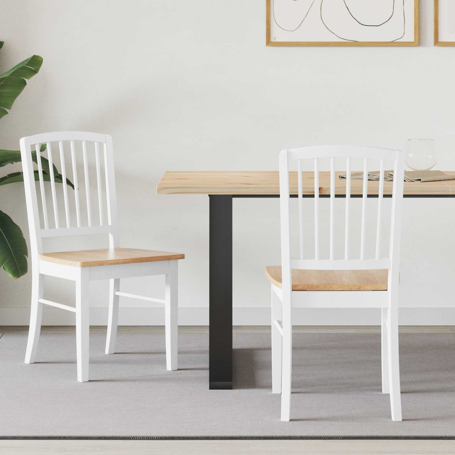 Spisestoler 2 Pcs Hvit 50 X 52,5 X 91 Cm Solid Gummitre
