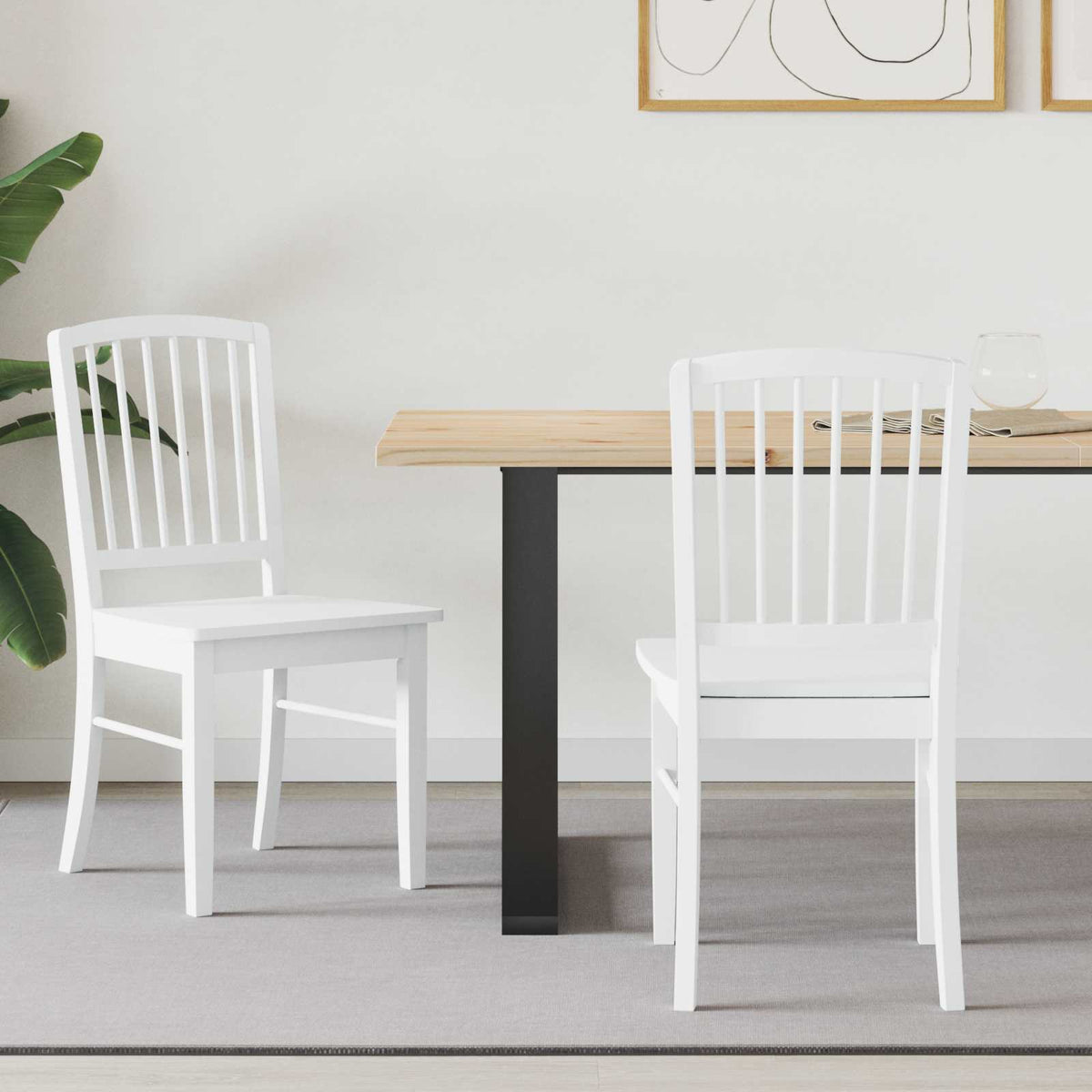Spisestoler 2 Pcs Hvit 50 X 52,5 X 91 Cm Solid Gummitre