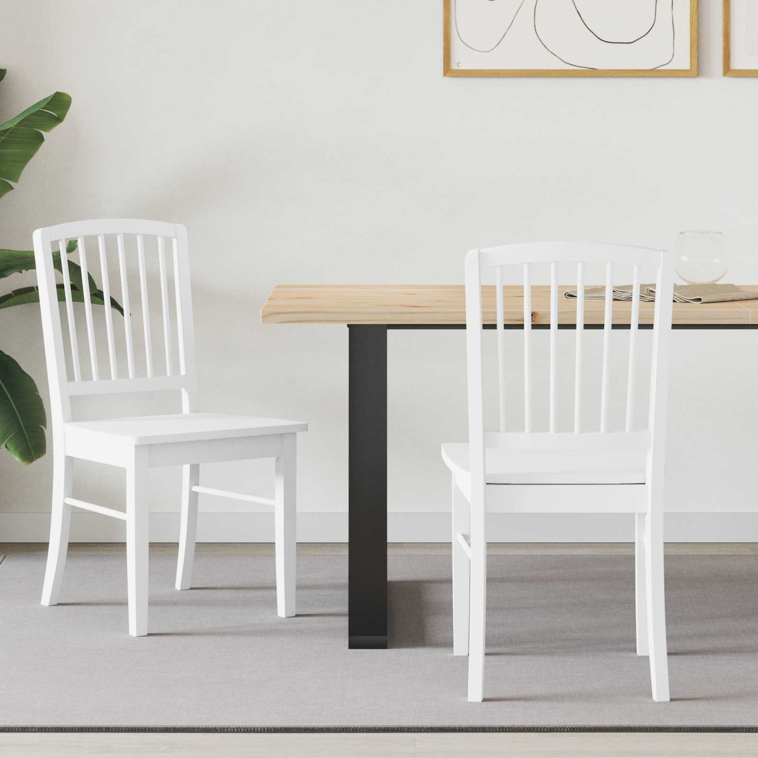 Spisestoler 2 Pcs Hvit 50 X 52,5 X 91 Cm Solid Gummitre