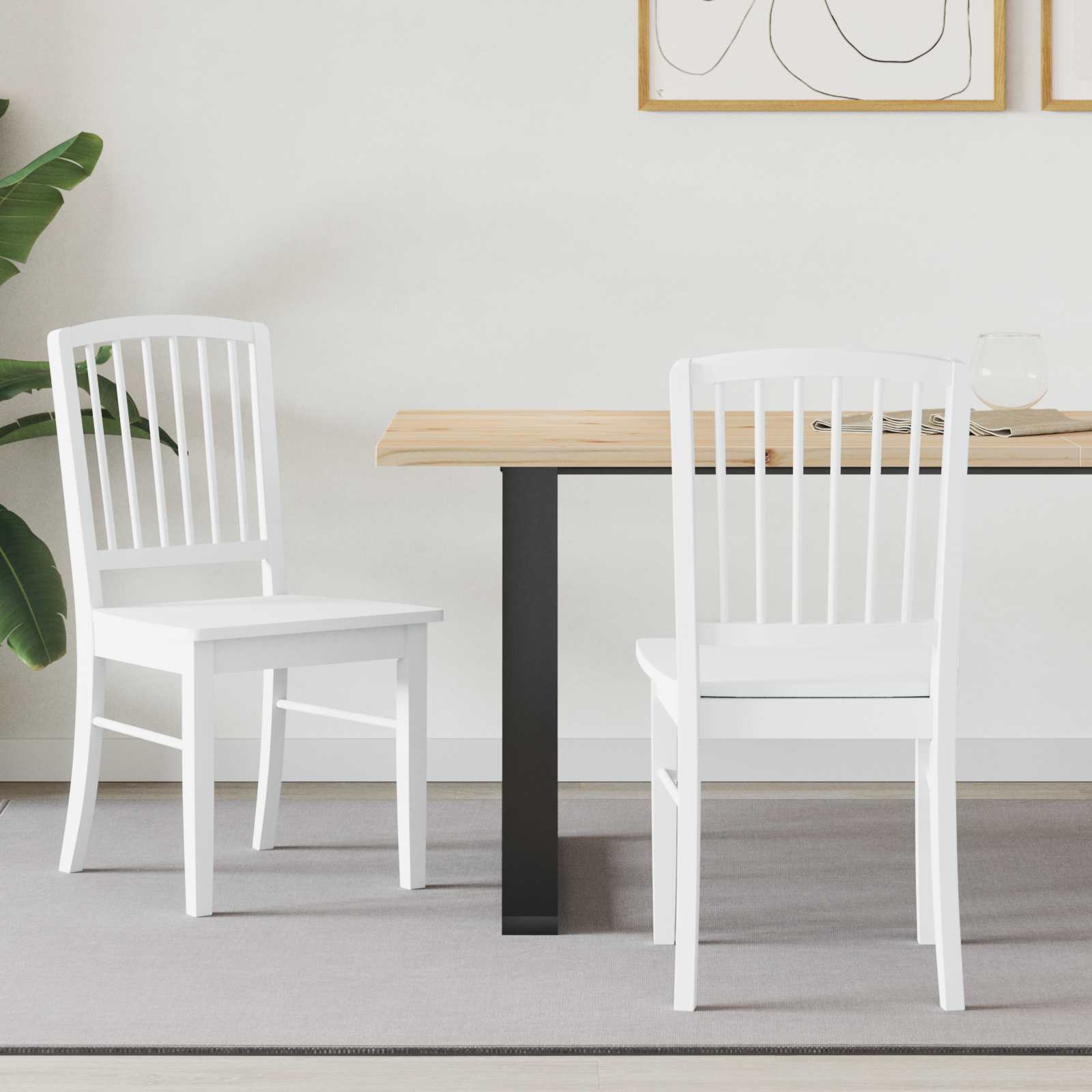 Spisestoler 2 Pcs Hvit 50 X 52,5 X 91 Cm Solid Gummitre