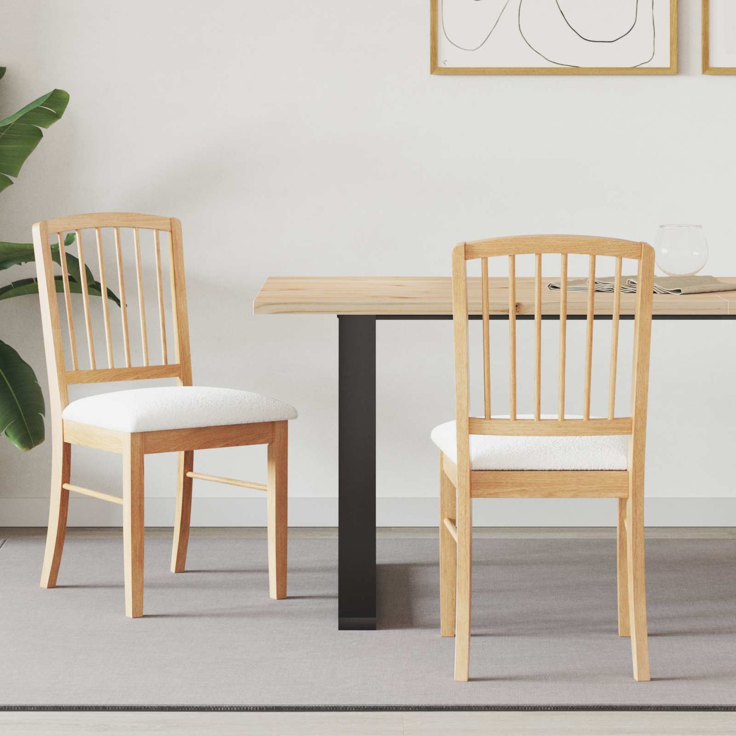 Spisestoler 2 Pcs Naturlig 50 X 52,5 X 91 Cm Solid Gummitre