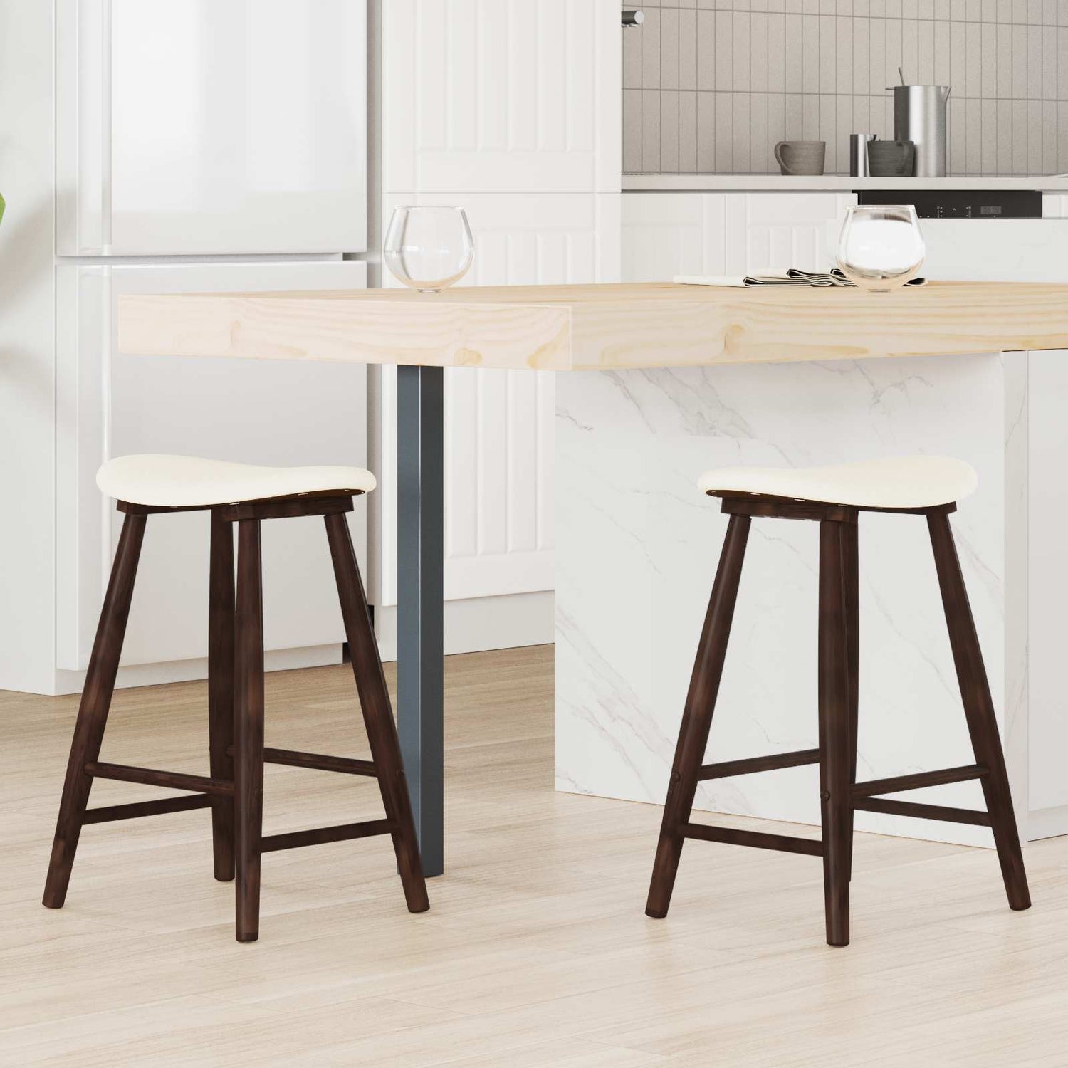 Spisestoler 2 Pcs Lys Brun 46 X 37 X 63 Cm Solid Gummitre