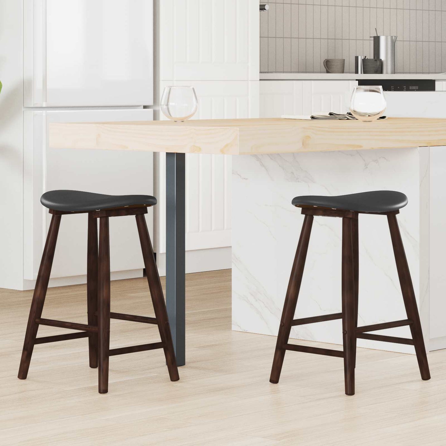 Spisestoler 2 Pcs Lys Brun 46 X 37 X 63 Cm Solid Gummitre