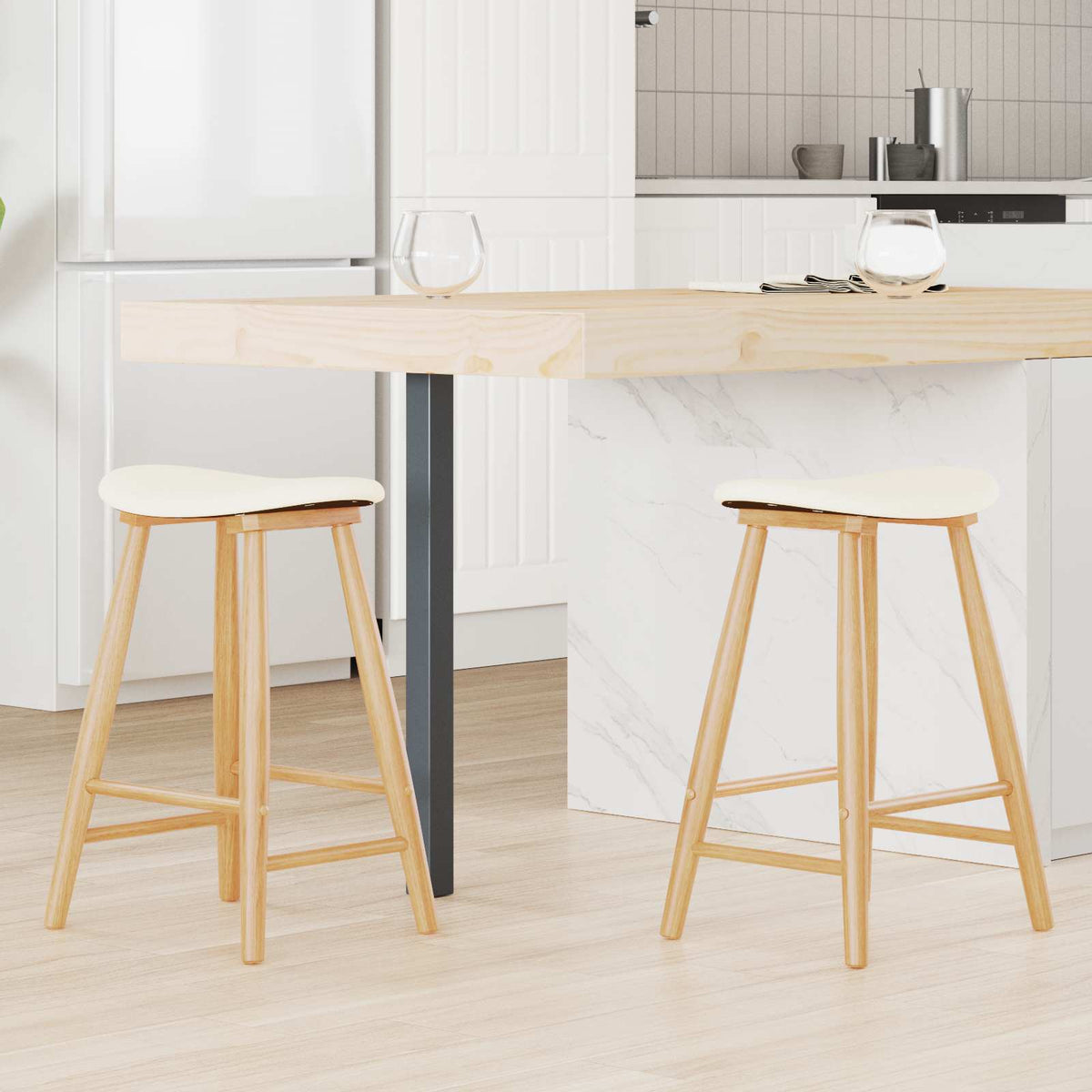 Spisestoler 2 Pcs Naturlig 46 X 37 X 63 Cm Solid Gummitre
