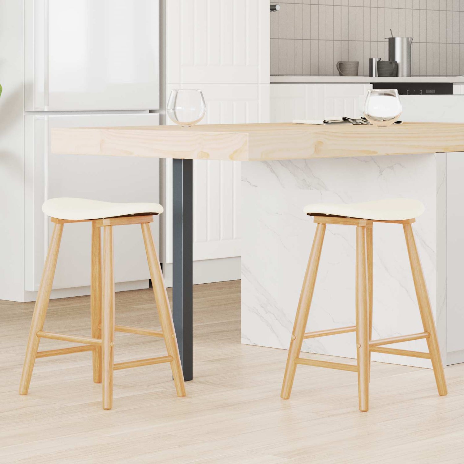 Spisestoler 2 Pcs Naturlig 46 X 37 X 63 Cm Solid Gummitre
