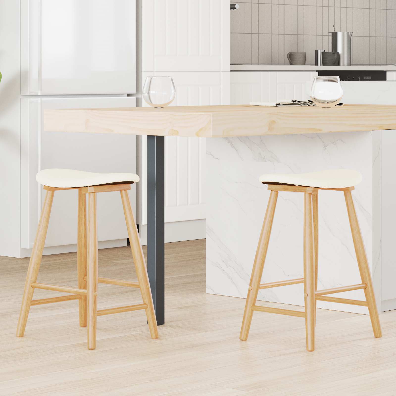 Spisestoler 2 Pcs Naturlig 46 X 37 X 63 Cm Solid Gummitre