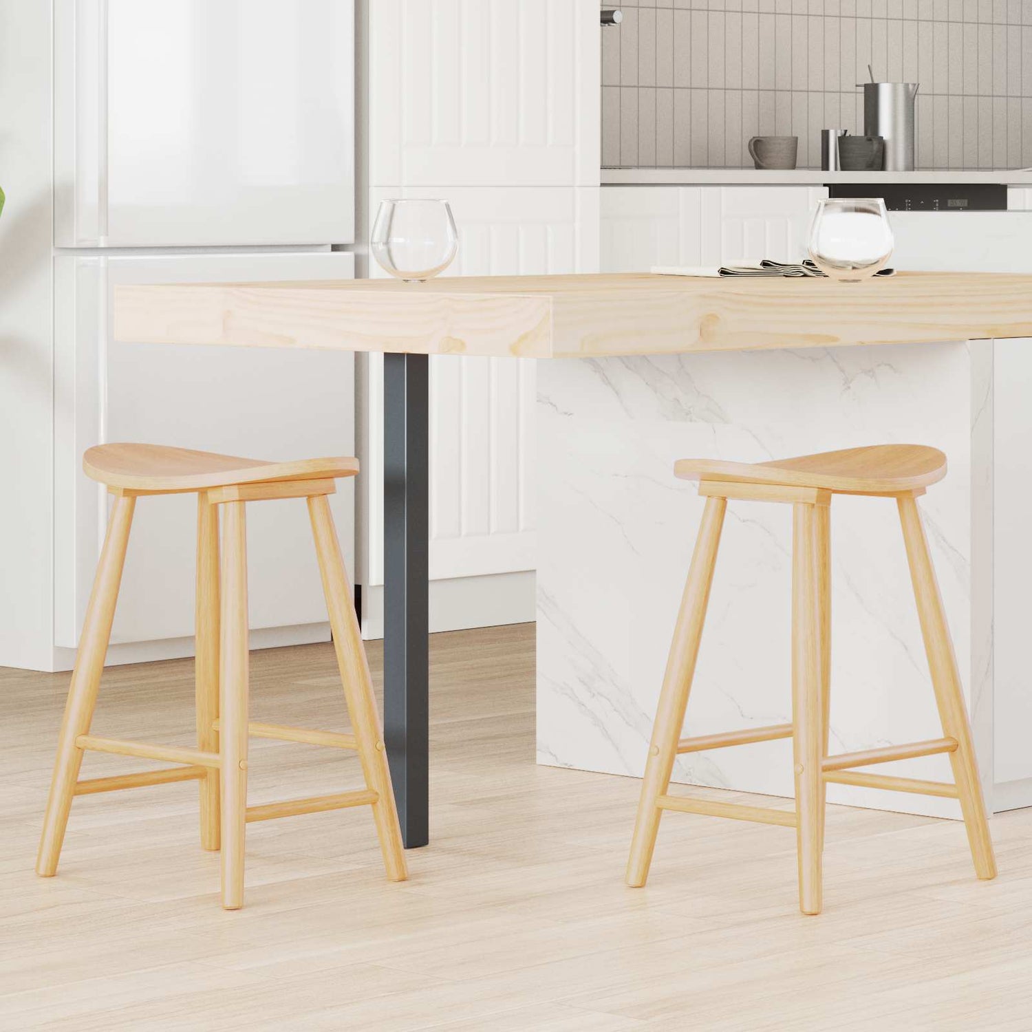 Spisestoler 2 Pcs Naturlig 46 X 37 X 63 Cm Solid Gummitre