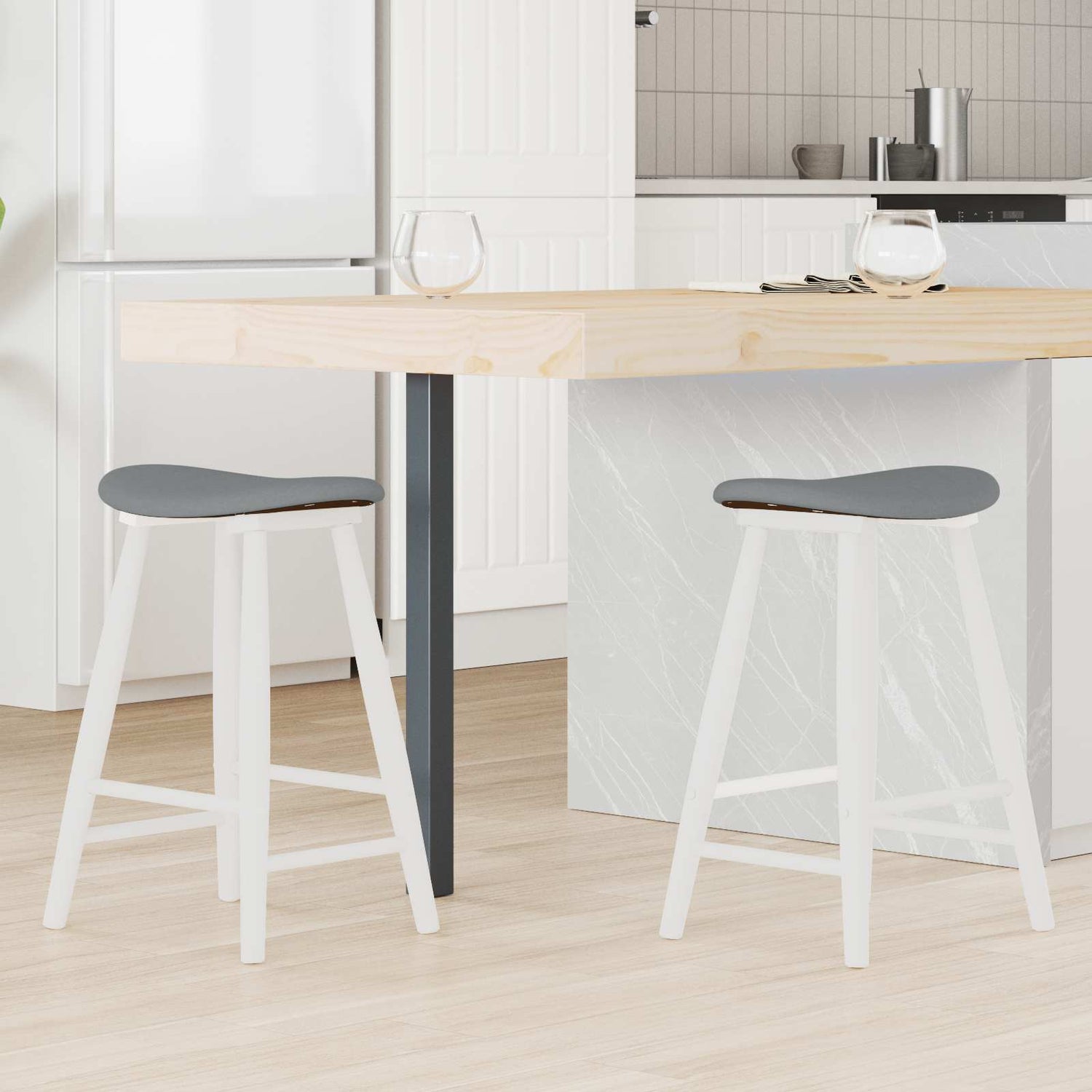 Spisestoler 2 Pcs Hvit 46 X 37 X 63 Cm Solid Gummitre
