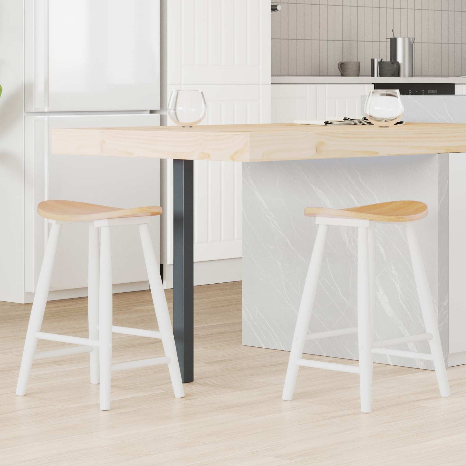 Spisestoler 2 Pcs Hvit 46 X 37 X 63 Cm Solid Gummitre