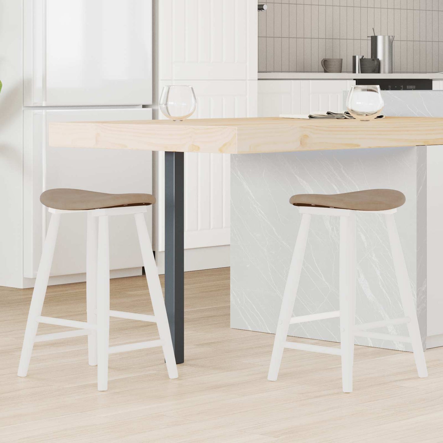 Spisestoler 2 Pcs Hvit 46 X 37 X 63 Cm Solid Gummitre