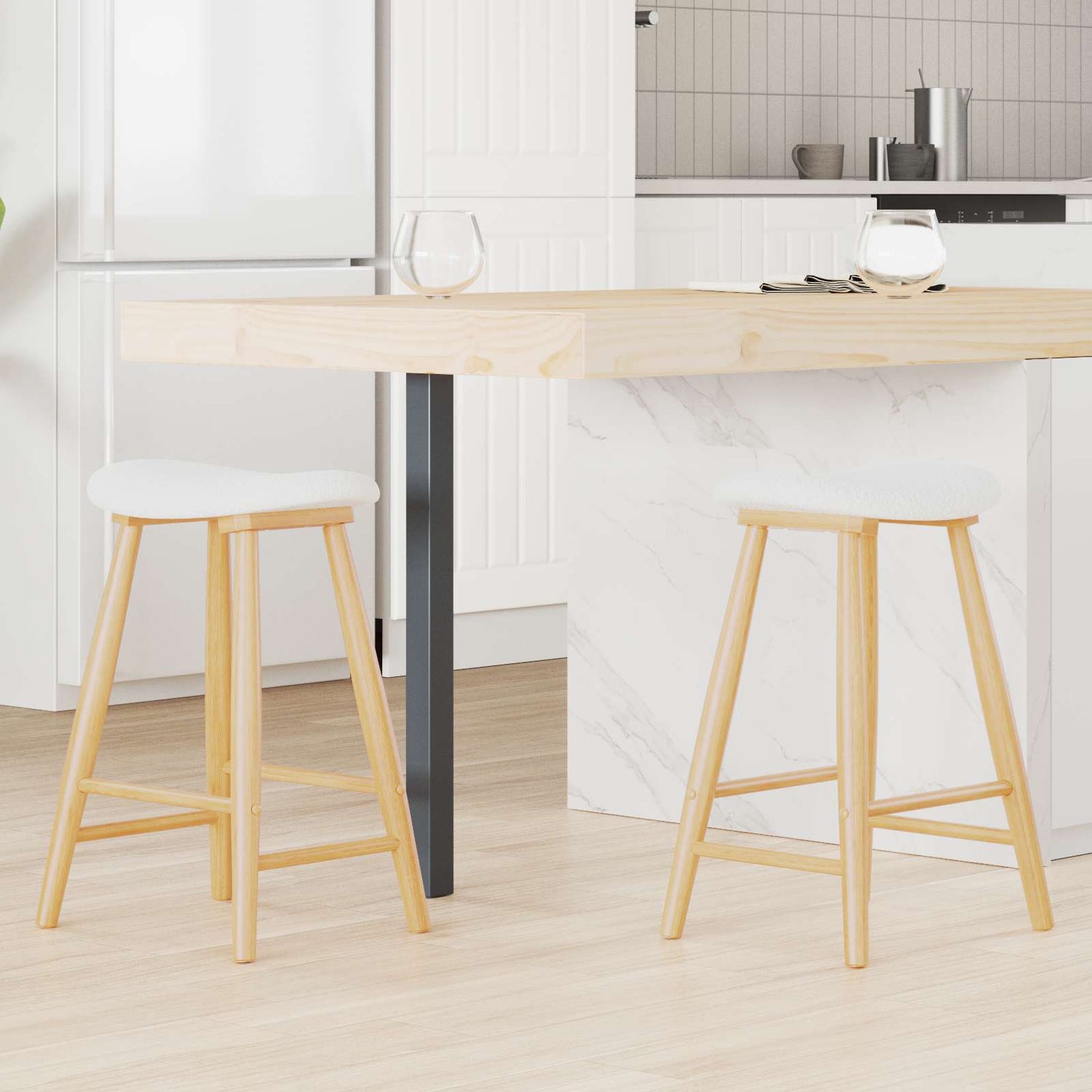 Spisestoler 2 Pcs Naturlig 46 X 37 X 63 Cm Solid Gummitre