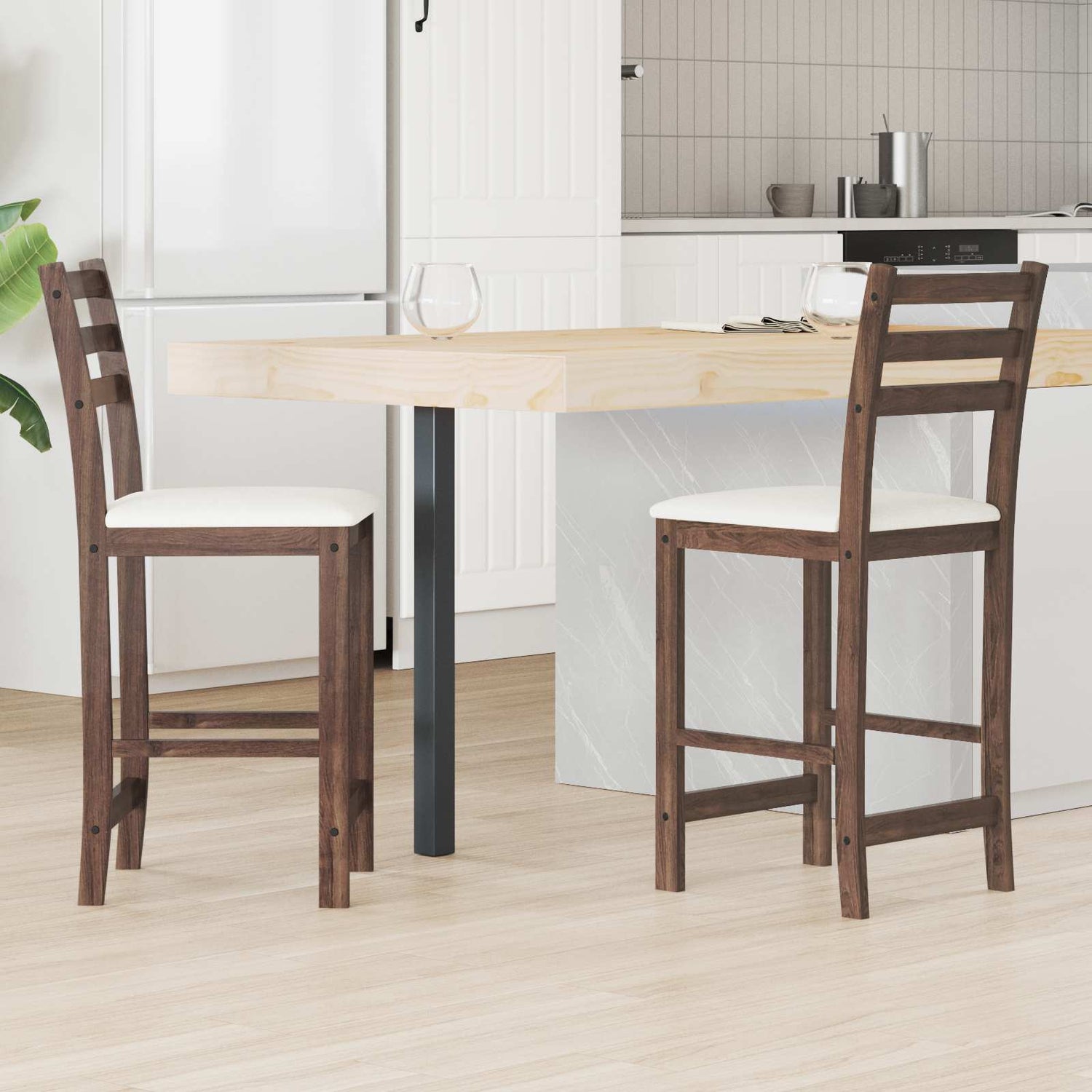 Spisestoler 2 Pcs Lys Brun 40 X 47,5 X 99,5 Cm Solid Gummitre