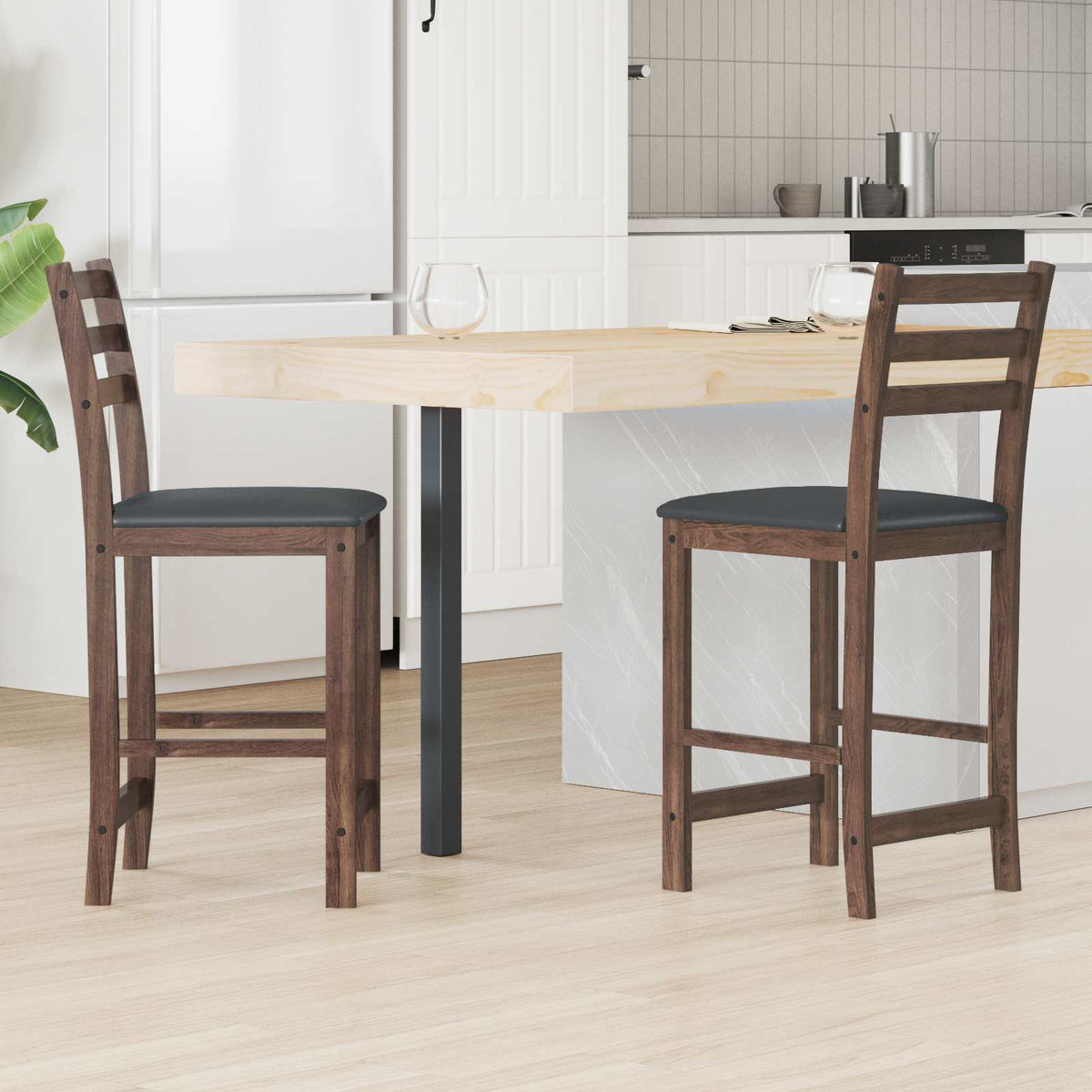 Spisestoler 2 Pcs Lys Brun 40 X 47,5 X 99,5 Cm Solid Gummitre