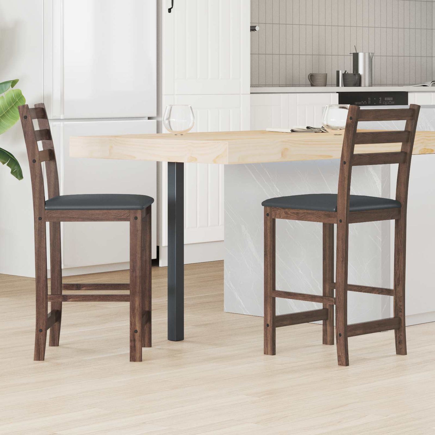 Spisestoler 2 Pcs Lys Brun 40 X 47,5 X 99,5 Cm Solid Gummitre