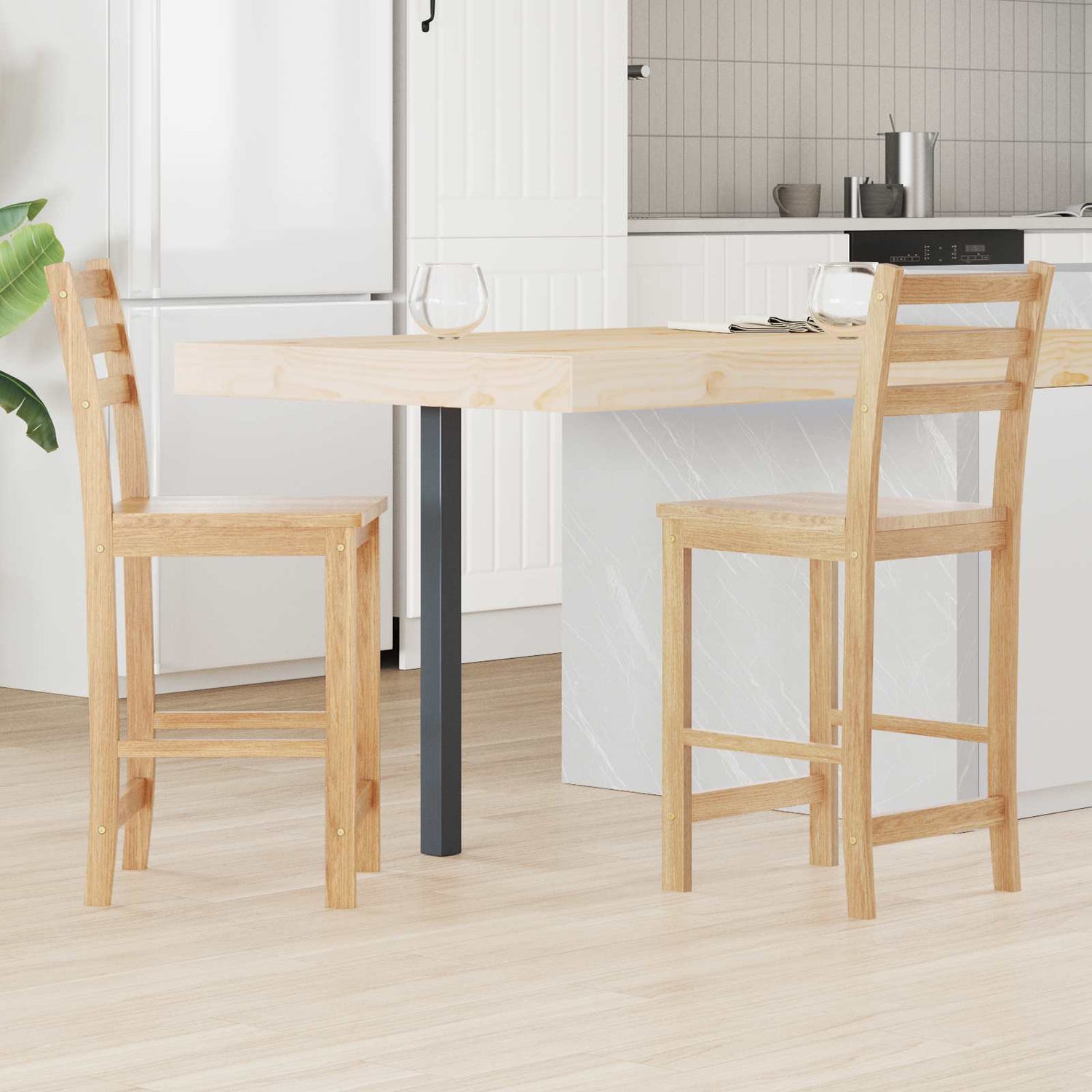 Spisestoler 2 Pcs Naturlig 40 X 47,5 X 99,5 Cm Solid Gummitre