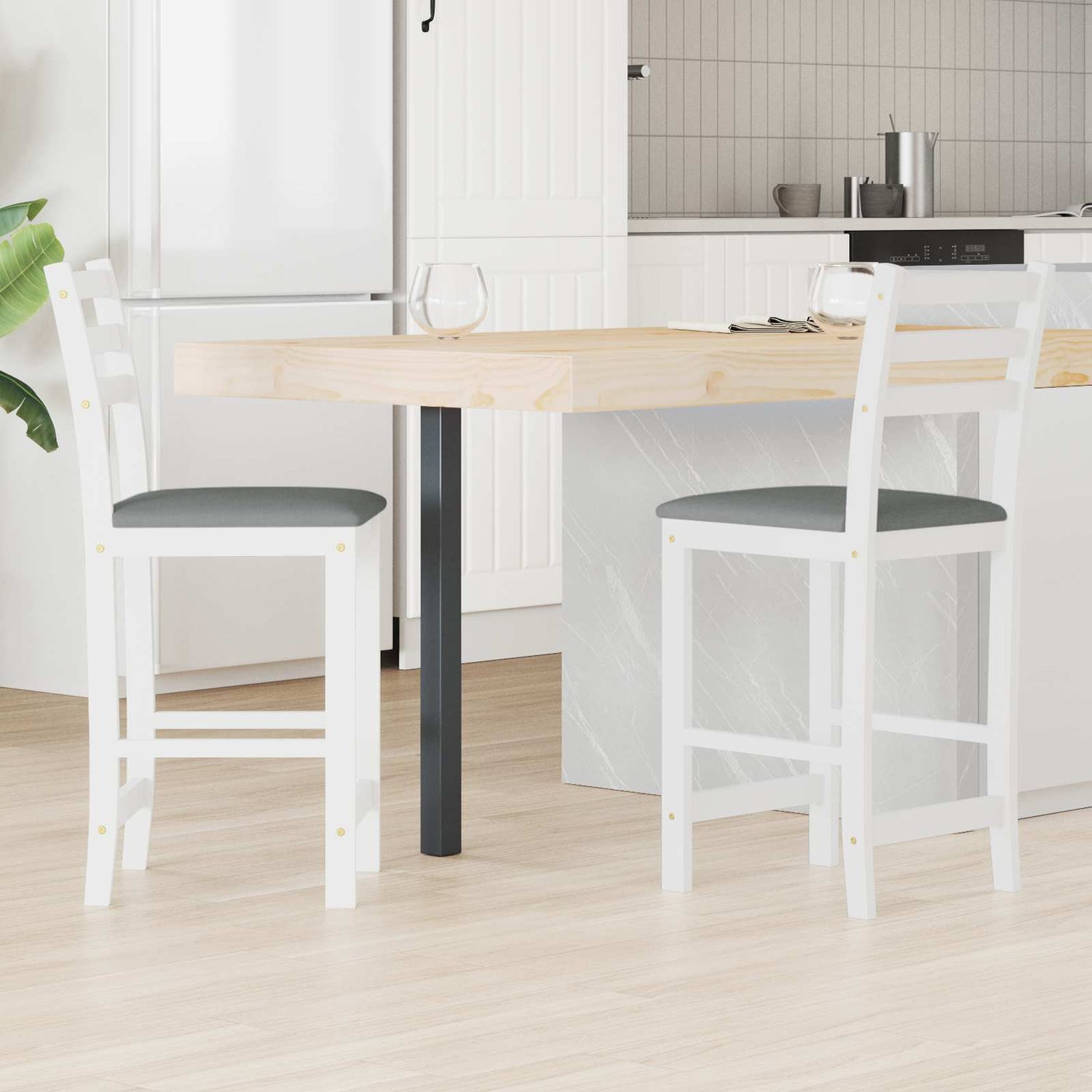 Spisestoler 2 Pcs Hvit 40 X 47,5 X 99,5 Cm Solid Gummitre
