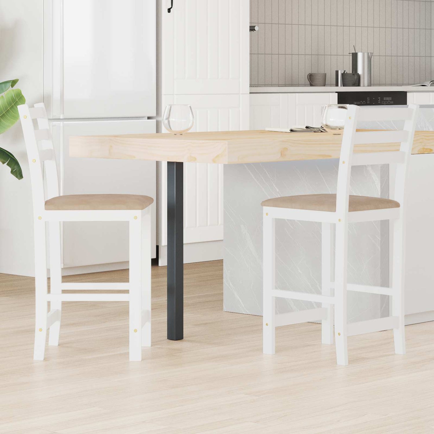 Spisestoler 2 Pcs Hvit 40 X 47,5 X 99,5 Cm Solid Gummitre