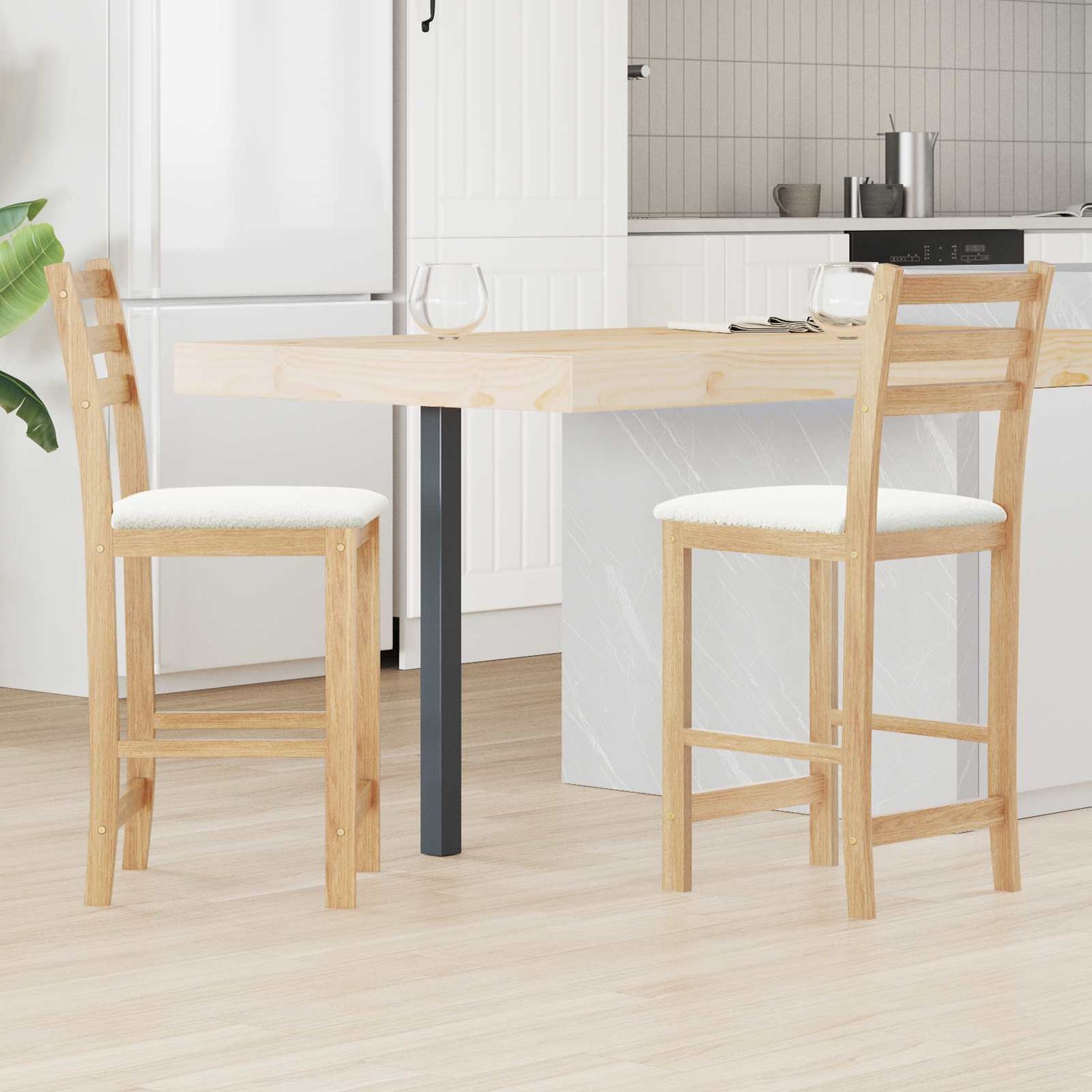 Spisestoler 2 Pcs Naturlig 40 X 47,5 X 99,5 Cm Solid Gummitre