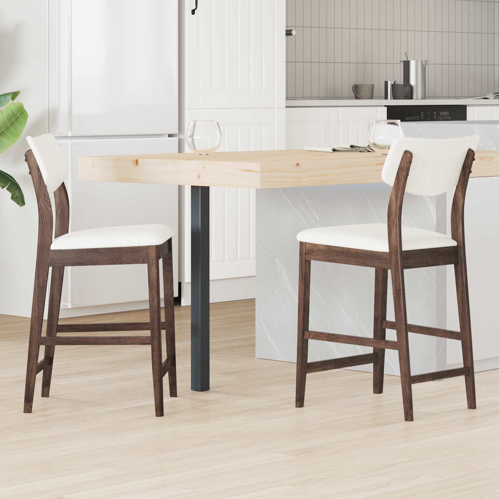 Spisestoler 2 Pcs Lys Brun 48 X 49 X 95 Cm Solid Gummitre