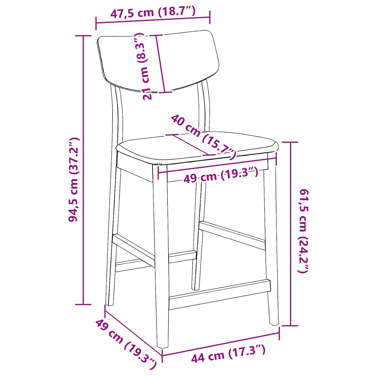 Spisestoler 2 Pcs Lys Brun 48 X 49 X 95 Cm Solid Gummitre