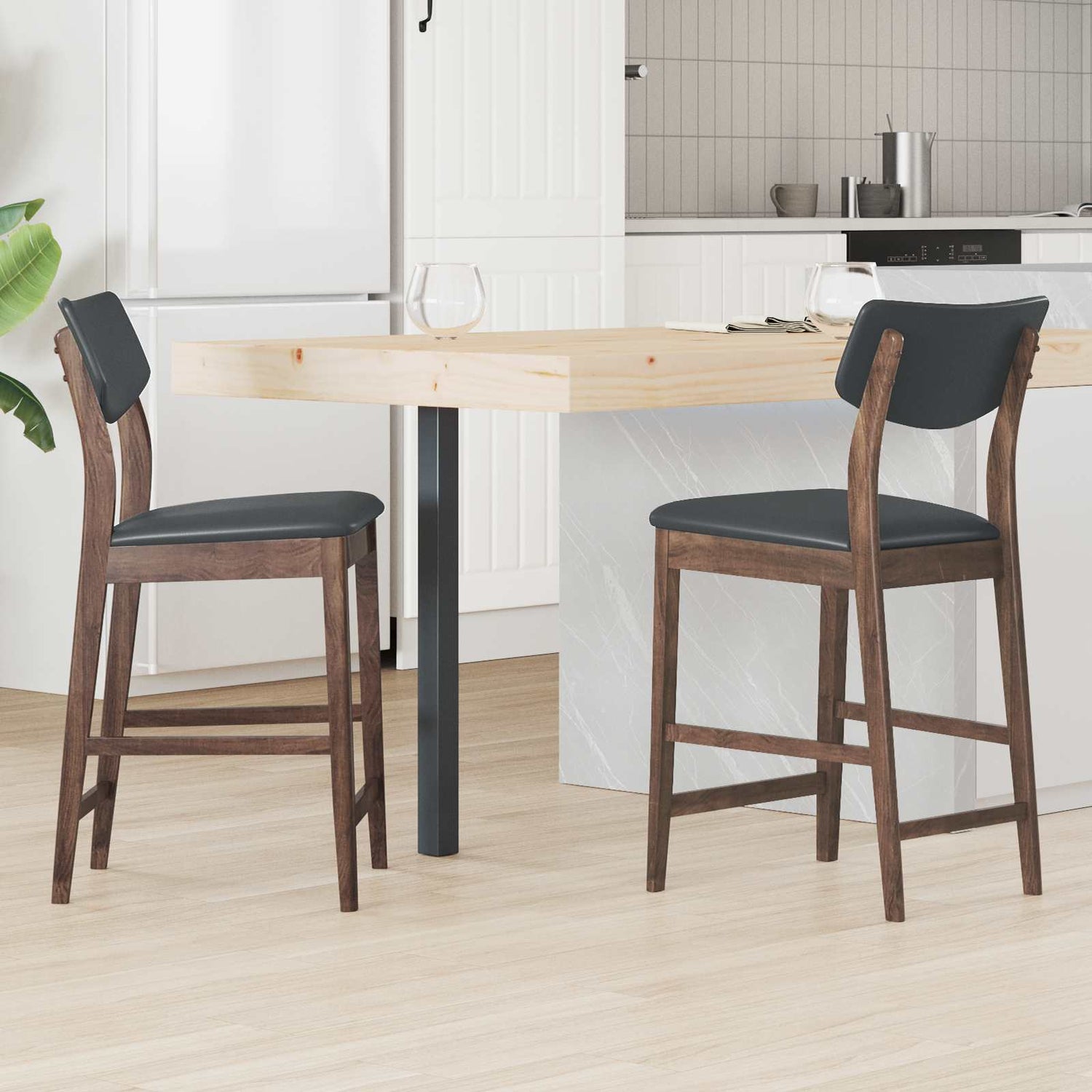 Spisestoler 2 Pcs Lys Brun 48 X 49 X 95 Cm Solid Gummitre
