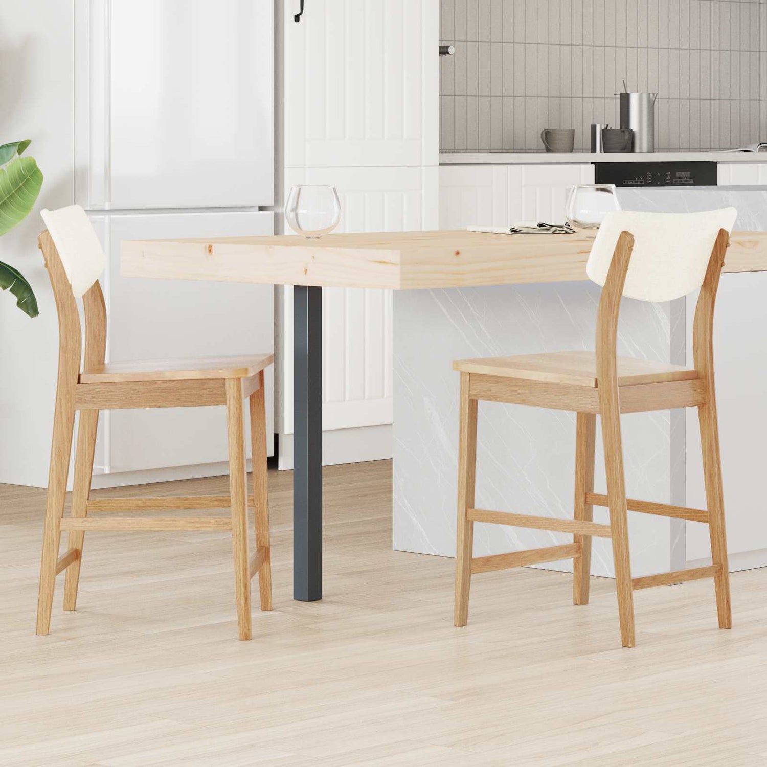 Spisestoler 2 Pcs Naturlig 48 X 49 X 95 Cm Solid Gummitre