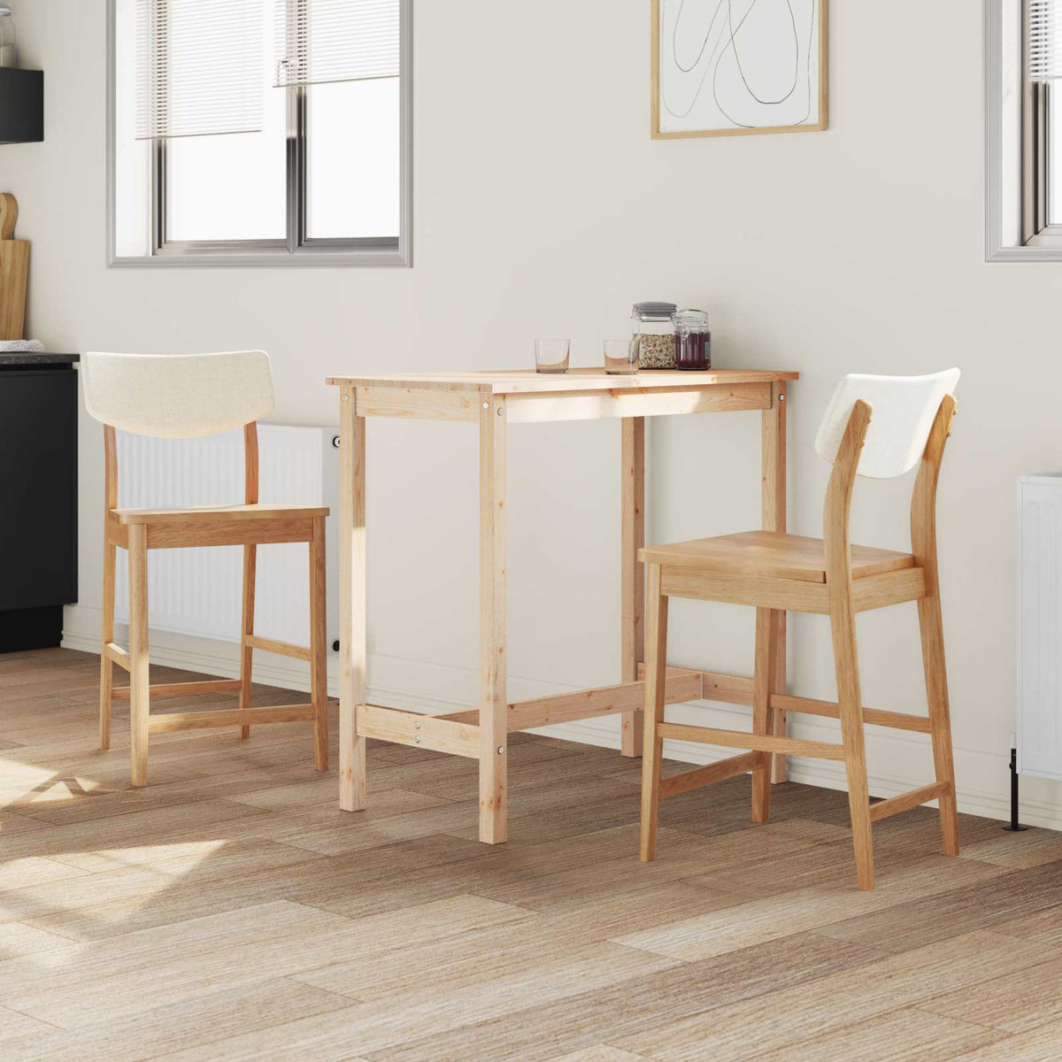 Spisestoler 2 Pcs Naturlig 48 X 49 X 95 Cm Solid Gummitre