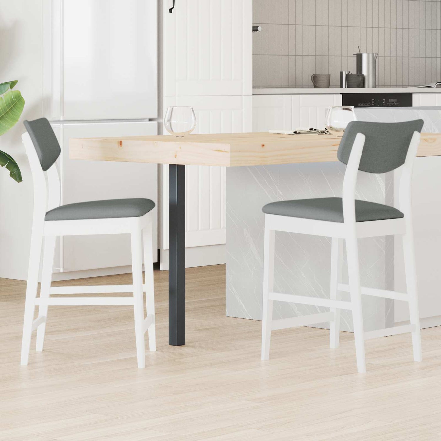 Spisestoler 2 Pcs Hvit 48 X 49 X 95 Cm Solid Gummitre