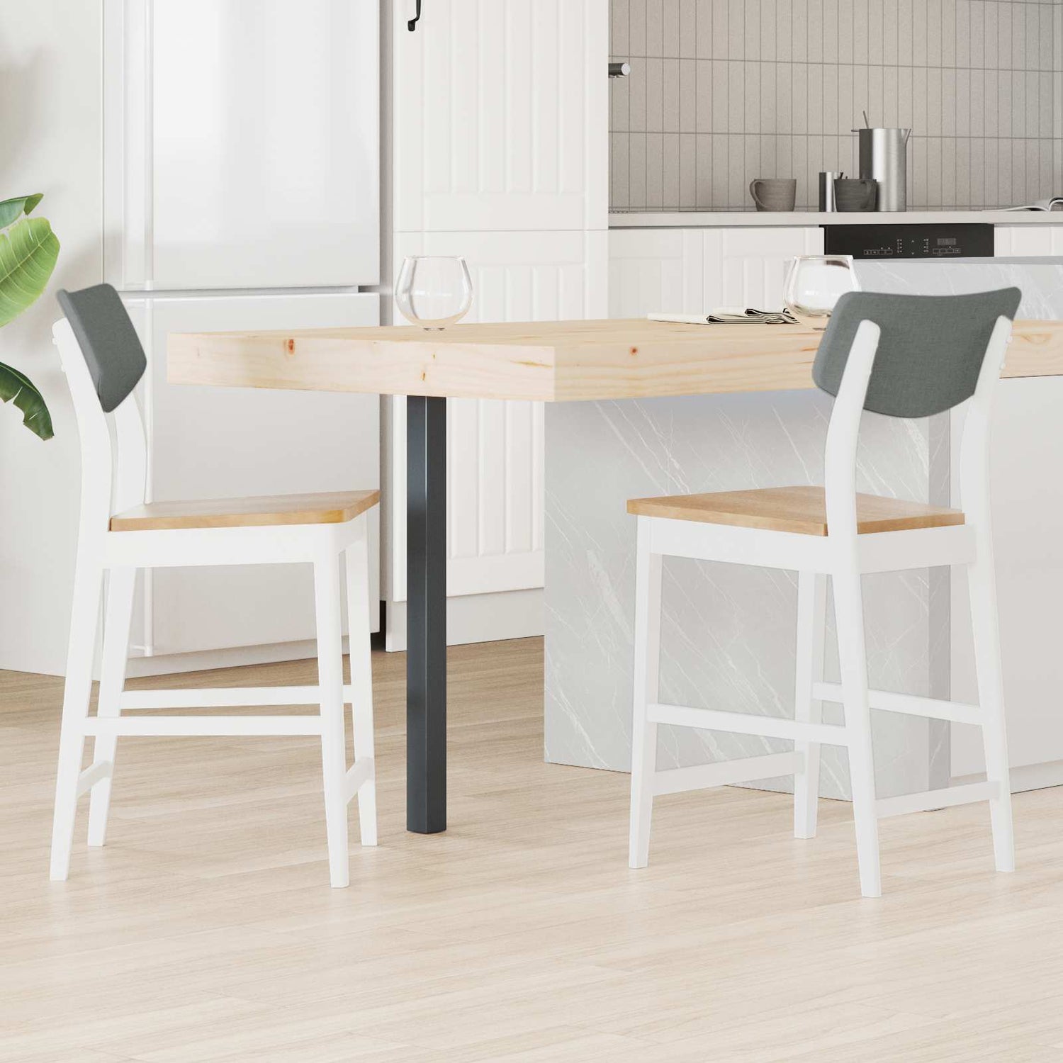 Spisestoler 2 Pcs Hvit 48 X 49 X 95 Cm Solid Gummitre