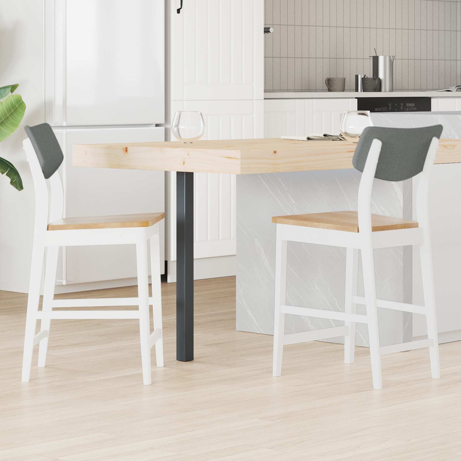 Spisestoler 2 Pcs Hvit 48 X 49 X 95 Cm Solid Gummitre