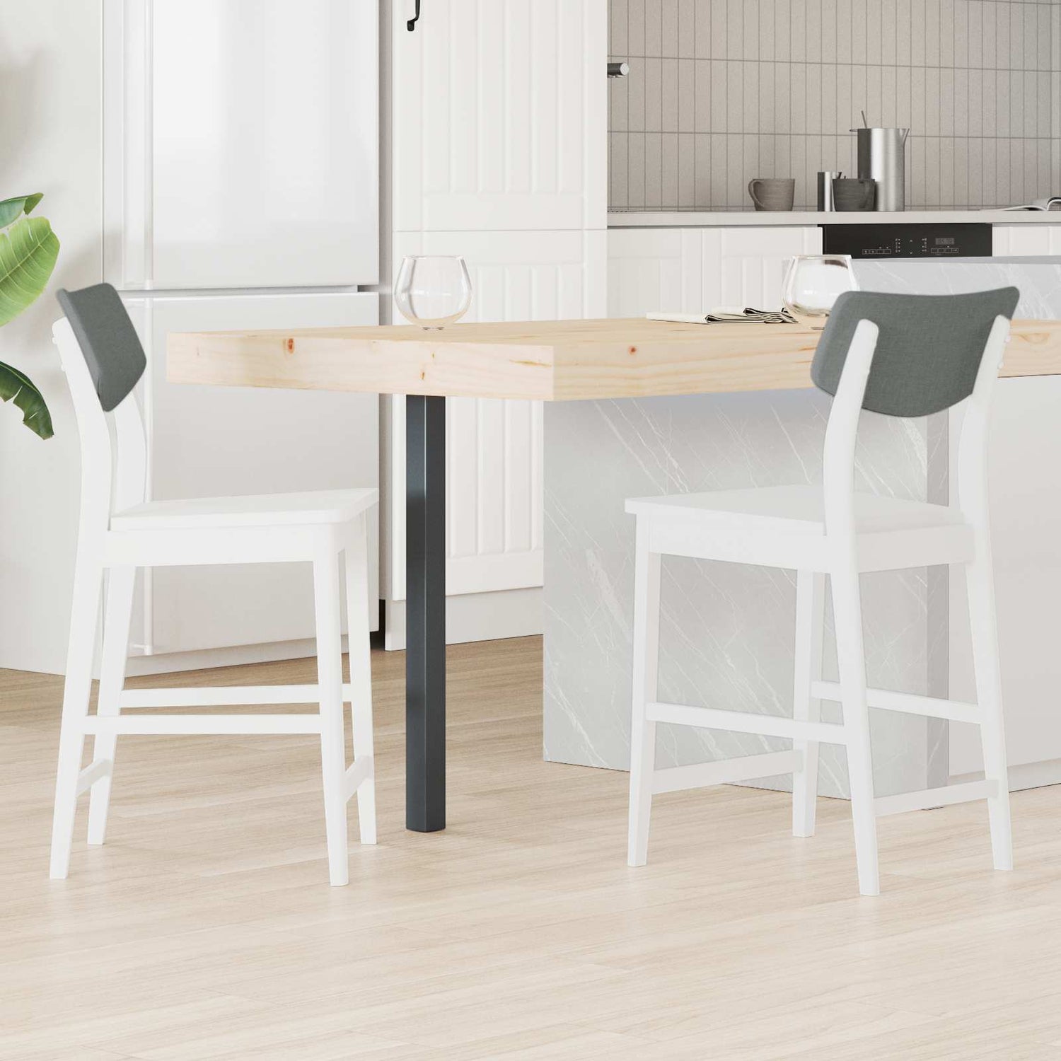 Spisestoler 2 Pcs Hvit 48 X 49 X 95 Cm Solid Gummitre