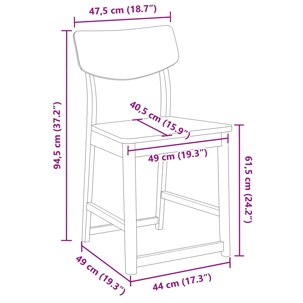 Spisestoler 2 Pcs Hvit 48 X 49 X 95 Cm Solid Gummitre