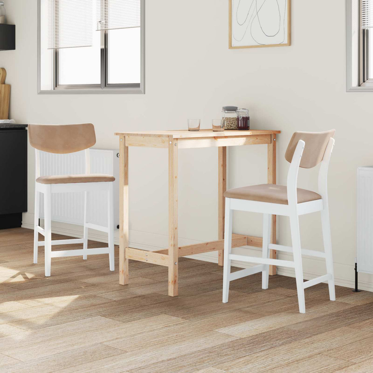Spisestoler 2 Pcs Hvit 48 X 49 X 95 Cm Solid Gummitre