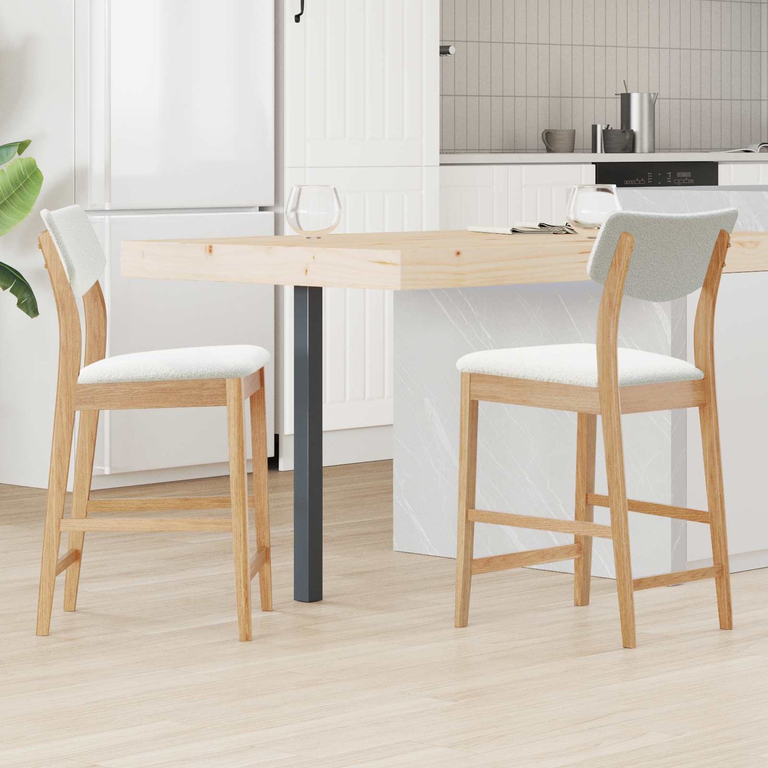 Spisestoler 2 Pcs Naturlig 48 X 49 X 95 Cm Solid Gummitre