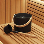 Sauna Tilbehørssett 2 Pcs Svart Aluminium Og Solid Furu