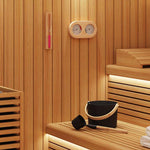 Sauna Tilbehørssett 4 Pcs Svart Aluminium Og Solid Furu