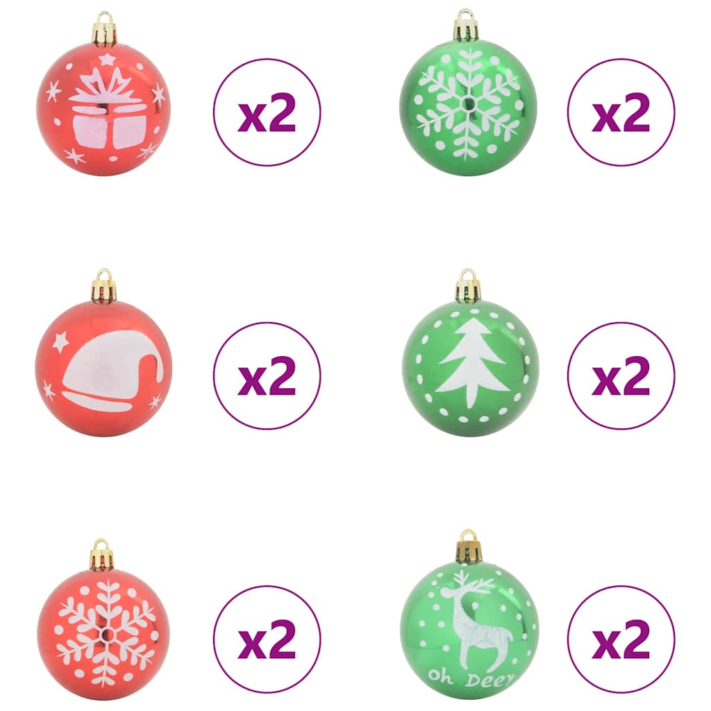 Julekule Sett 40 Pcs Gull Og Rød Plast