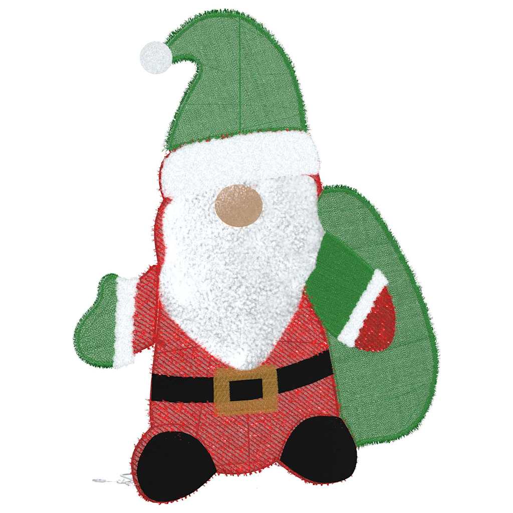 Belyst Julenisse Med 60 Led Varmhvit 62 X 70 Cm Glitterstoff