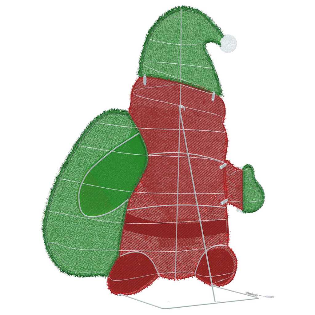 Belyst Julenisse Med 60 Led Varmhvit 62 X 70 Cm Glitterstoff